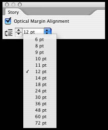 Optical margin alignment in InDesign